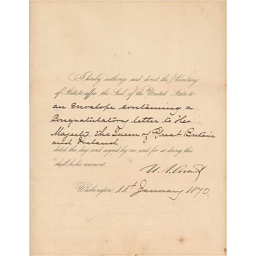 President U. S. Grant Sends a Congratulatory Letter to Queen Victoria
