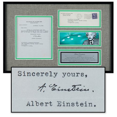 Albert Einstein Typed Letter Signed on the Topic of &#39;Flying Saucers&#39; -one of two known &#39;UFO&#39; letters from the theoretical physicist