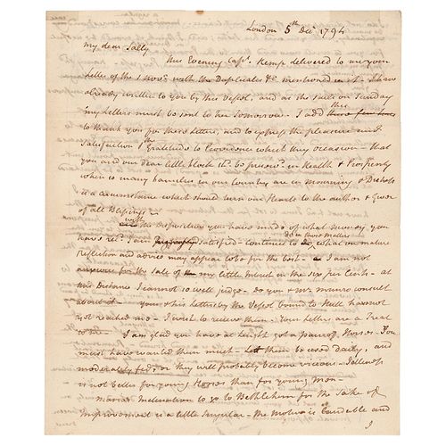 John Jay Autograph Letter Signed as Chief Justice - Written from London Two Weeks After the Signing of the Jay Treaty