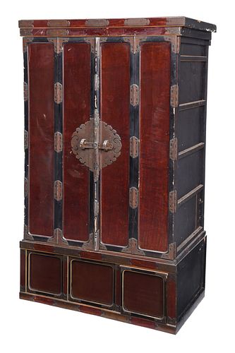 A Large Japanese Black Lacquer and Gilt Decorated Butsudan Shrine Cabinet