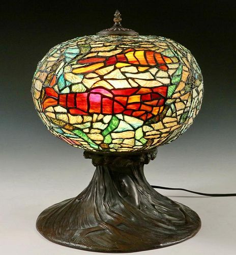 STAINED GLASS FISH BOWL LAMP