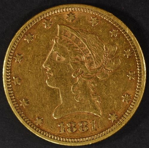 1881 $10 GOLD LIBERTY AU
