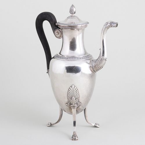 French Empire Silver Tripod Coffee Pot