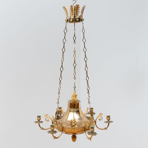 Russian Neoclassical Gilt-Bronze Six-Light Chandelier