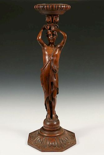 CARVED FEMALE FORM CARD STAND