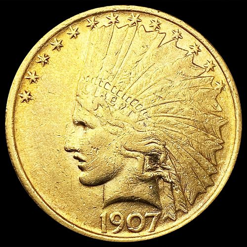 1907 $10 Gold Eagle ABOUT UNCIRCULATED