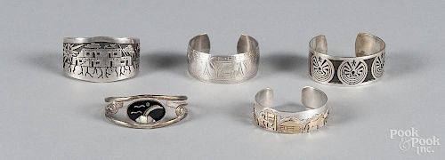 Four Southwestern Native American sterling silver
