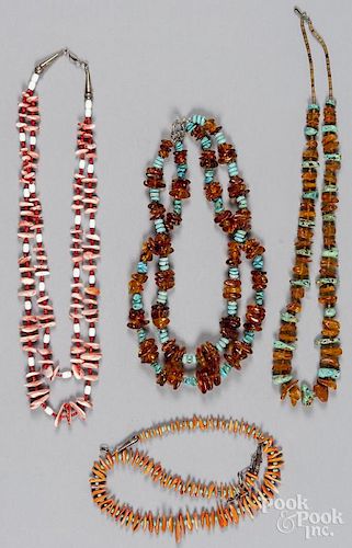 Two Southwestern Native American amber and turquoi