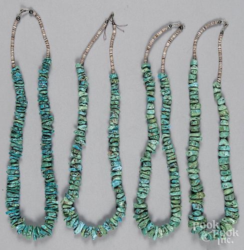 Four Southwestern Native American turquoise nugget