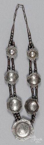 Vintage Navajo silver coin necklace