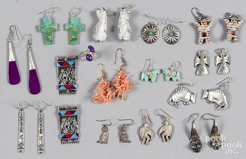 Group of Southwestern Native American earrings, to