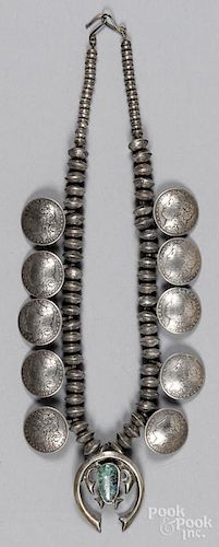 Navajo silver squash blossom necklace, early 20th