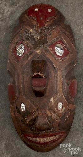 Carved and painted ceremonial double-face mask, ea