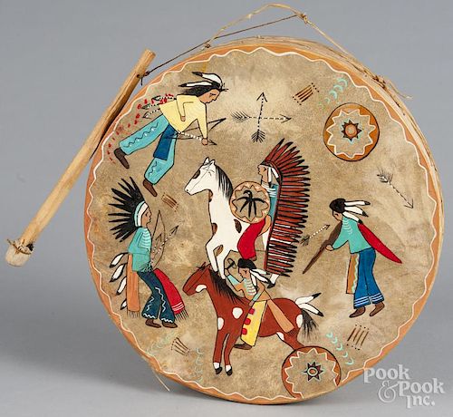 Two contemporary Native American wood and painted