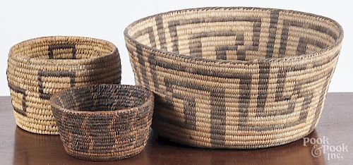 Three southwestern Native American baskets, early/