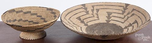 Two Southwestern Native American baskets, one foot