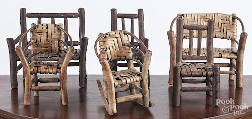 Two sets of miniature Appalachian style furniture,