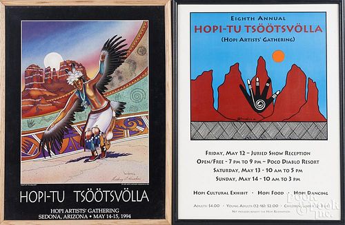 Two framed posters for the Hopi Tu Tsootsvolla, 24