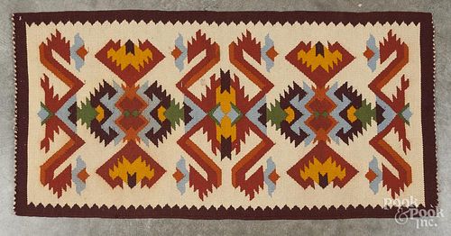 Southwestern Native American woven wool mat, 20th
