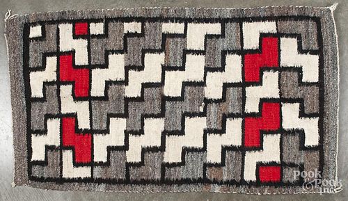 Native American woven mat, mid 20th c., 49" x 27".