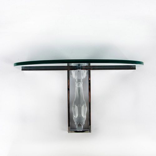Lalique French Glass and Chrome Wall Console, Cerf