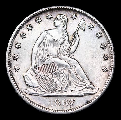 ***Auction Highlight*** 1867-s Seated Half Dollar 50c Graded ms65 By SEGS (fc)