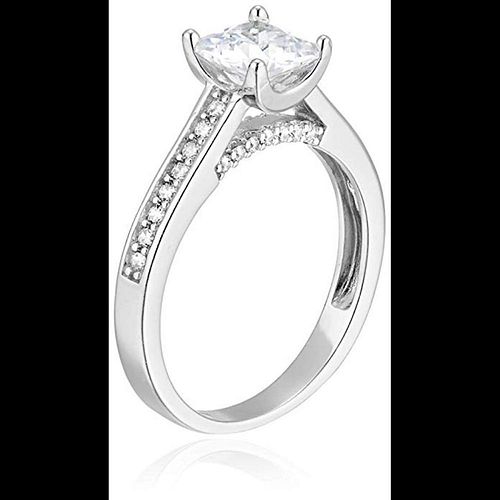 Decadence sterling Silver 6mm Princess Cut Open Cathedral pave Engagement Ring Size 9