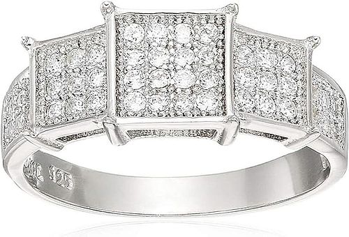 Decadence Sterling Silver Pave 3 Tier Ring Size 7
