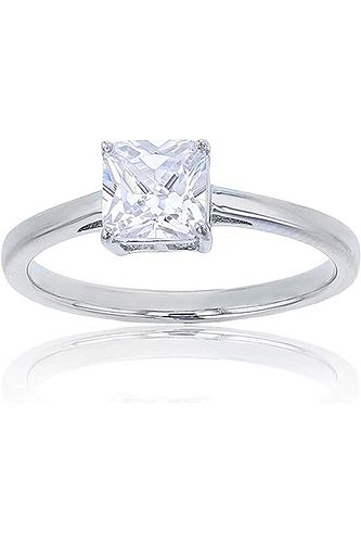 Decadence Sterling SIlver rhodium 8mm cushion cut solitaire Engagement Ring Size 6