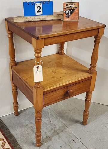 19th C Pine 1 Drawer Wash Stand 30 3/4"H X 18"W X 16"D