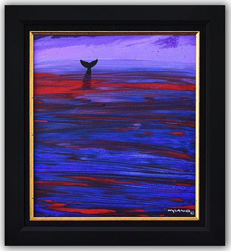 Wyland- Original Painting on Canvas "Whale Tail In The Deep"