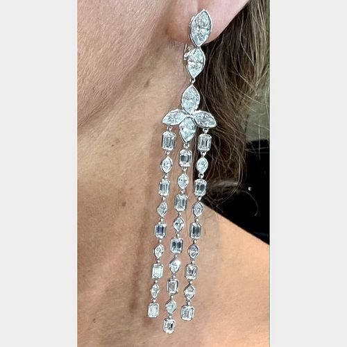 Platinum 16.50 Ct. Diamond Chandelier Earrings