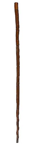 374. Jefferson Craddock Folk-Art Cane – Ca. Late 19th Century – A Craddock family carved Thomas Jefferson cane with vario