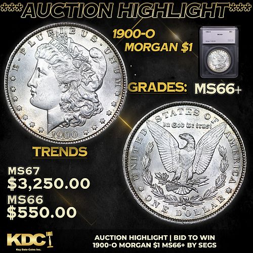 ***Auction Highlight*** 1900-o Morgan Dollar $1 Graded ms66+ By SEGS (fc)