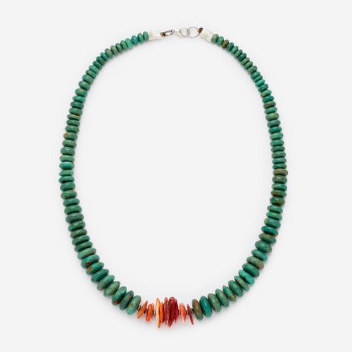  Turquoise and Spiny Oyster Necklace