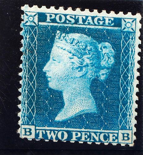 Great Britain 1855 Blue Two Pence Stamp.