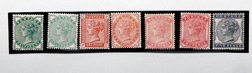 Great Britain 1880 1/2d-5d "Provisional Issue" Stamps.