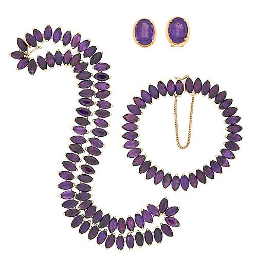 "AMETHYST" & YELLOW GOLD JEWELRY SUITE
