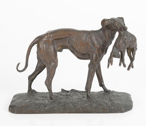 Pierre Jules Mene (French, 1810-1879) Bronze Greyhound 