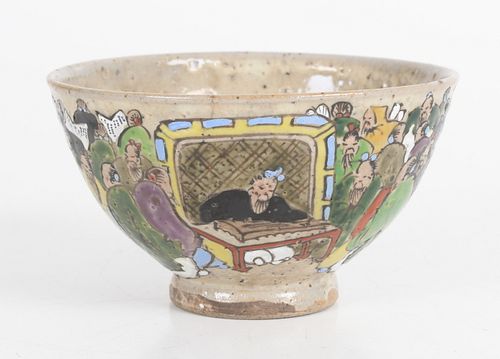 A Japanese Kyo-Yaki Pottery Tea Bowl 