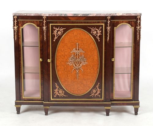 French Kingwood Parquetry Inlaid Exotic Hardwood Cabinet