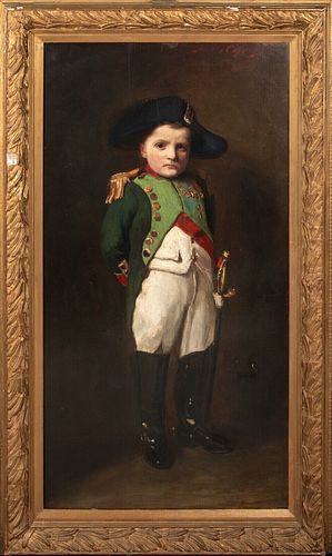  PORTRAIT OF A CHILD AS NAPOLEON BONAPARTE OIL PAINTING