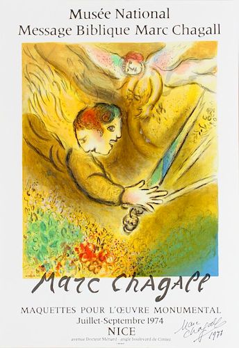 MARC CHAGALL SIGNED EXHIBITION POSTER 1974