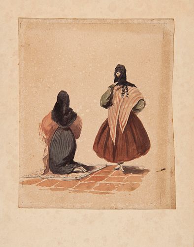 Anónimo, Dos tapadas en misa (ca. 1845 - 1855)