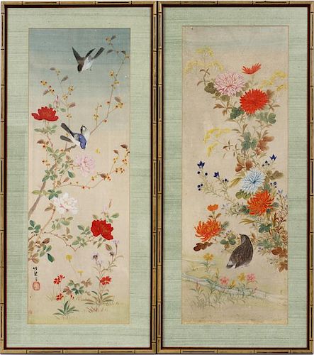 CHINESE PAINTINGS ON SILK EARLY 20TH C. TWO