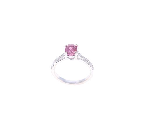 1.69cts Pink Sapphire & VS Diamond 18k Gold Ring