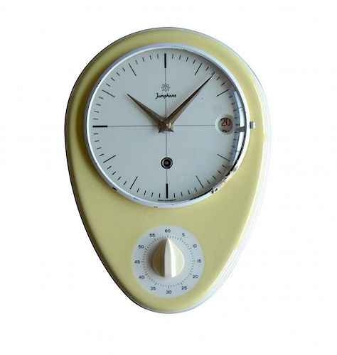 Max Bill Designed Mid-Century Wall Clock with Timer for Junghans