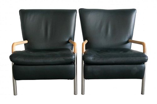 Leather Lounge Chairs Model Solo by Nissen & Gehl for Nielaus Mobler