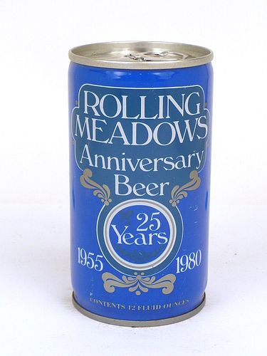 1980 Rolling Meadows Anniversary Beer 12oz T116-14 Ring Top Can Chippewa Falls Wisconsin