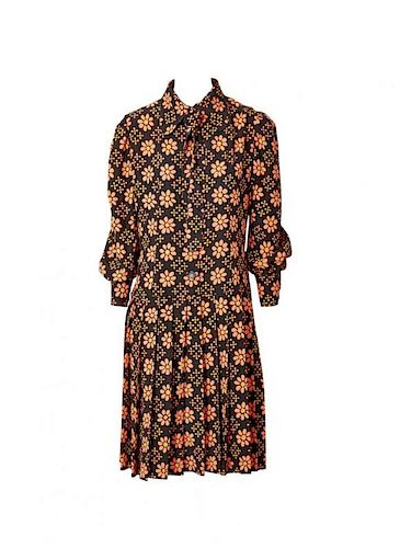 Ungaro 70's Patterned Crepe Day Dress